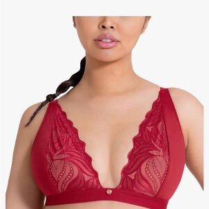 Curly Kate Red Lace Plunge Bralette